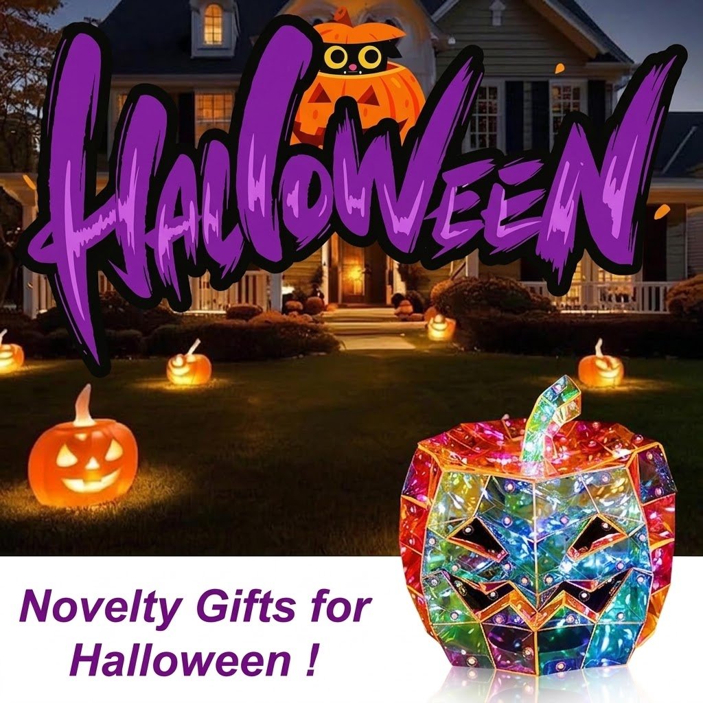 🎃 Prism Pumpkin Night Light | Iridescent LED Halloween Decor