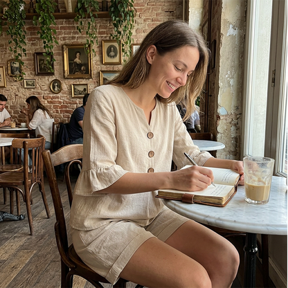 Women's Cotton Ruffled Sleeve Casual Suit