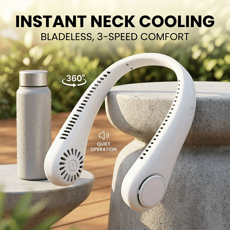 🥳2026 HOT SALE🥳💞50K+ SOLD!🍃💨 50% OFF! Neck Air Conditioner Fan – Ultra‑quiet, 360° rotating, 3 speeds. Hands‑free cooling, long battery. 😎🌬️