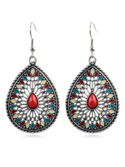 Fashion Round Cutout Flower Earrings