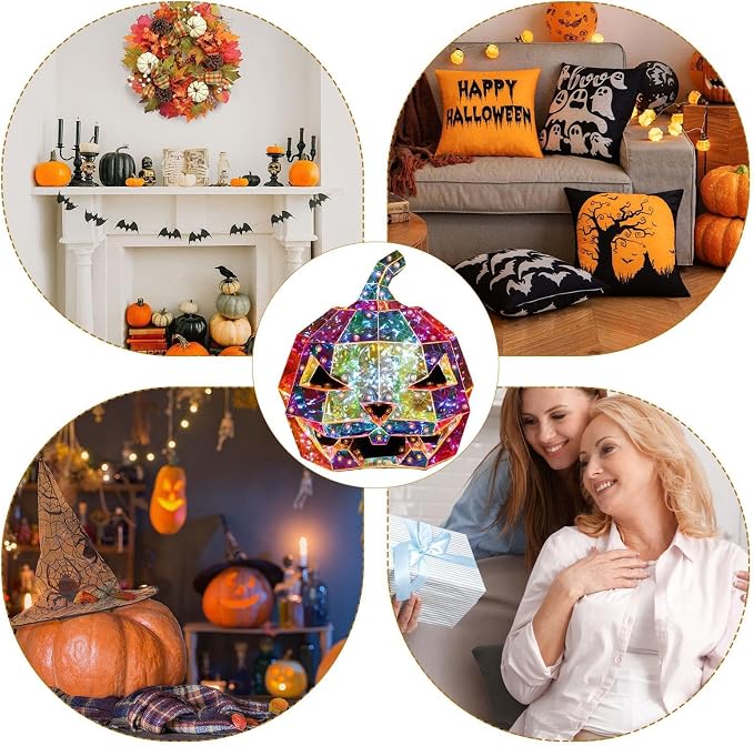 🎃 Prism Pumpkin Night Light | Iridescent LED Halloween Decor