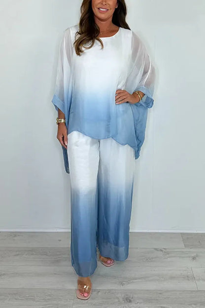 Silk Mix Dip Dye Floaty Trouser Co-ord