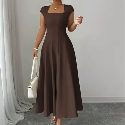 🔥 Last Day 49% OFF – Women Elegant Square Neck A Line Dress Slim Fit Long Dress