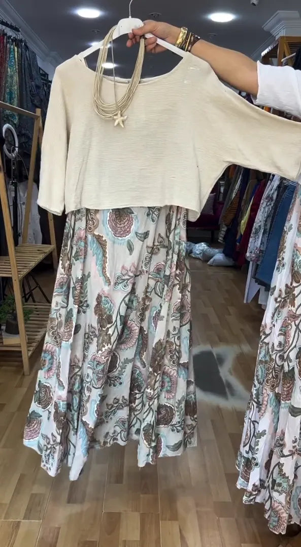 Women's Elegant Cotton-Linen Dress Set