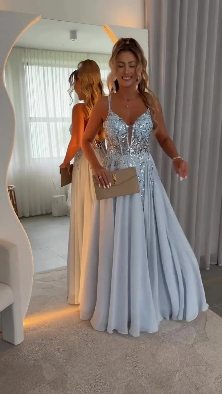 💎 Women's Elegant Sequin-Embroidered Waist-Defining Slit Dress
