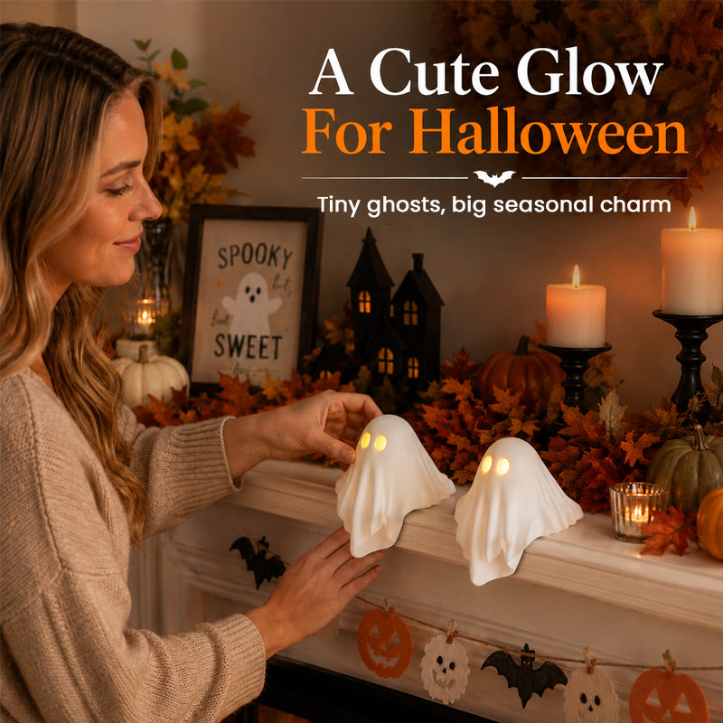 👻 LED Glowing Ghost Halloween Ornament – Cozy Fall Home Decor